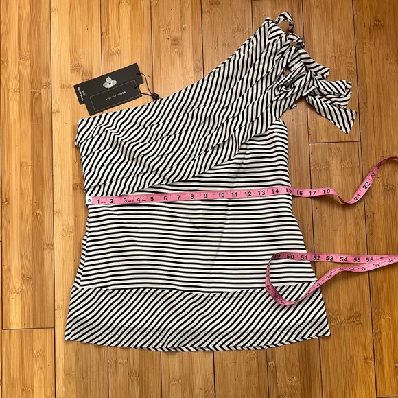 NWT BCBG Silk One Shoulder Striped Top Size XS - Picture 12 of 16